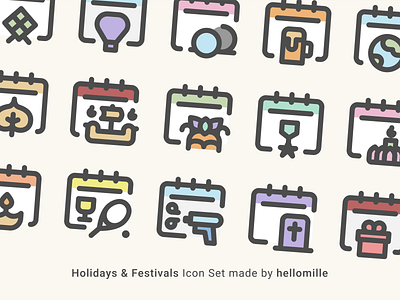 Holidays & Festivals - Icon Set black friday bodhi calendar celebrate earth day festivals holidays hot air balloon icon pack icon set krathong memorial minimal oktoberfest simple tennis ui vector veteran day water festival