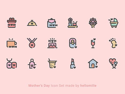 Mother's Day - icon Set icon design icon pack icon set icons line icons minimal mom mother motherhood mothers day support ui woman