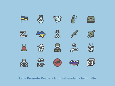 Let's Promote Peace - Icon Set design icon icon design icon pack icon set line icon minimal no war peace ui vector world peace