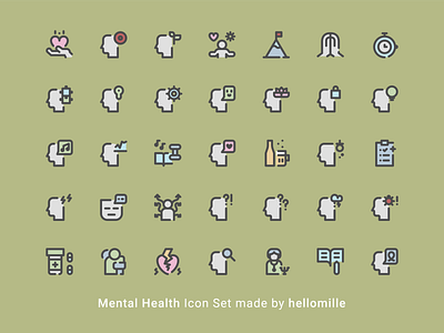 Mental Health - Icon Set analysis bipolar icon icon pack icon set line icons logo mental health mental health awareness mental health day minimal phobia psychology ui