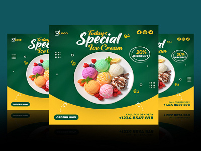 Special Ice Cream Social Media Post adobe photoshop banner branding design graphic design