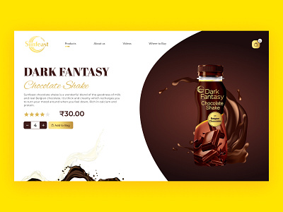 Sunfeast - Dark Fantasy Chocolate Shake | Landing Page banner branding chocolate shake creative creative design creativity dark design figmadesign illustration landing page light theme tranding ui user user interface ux