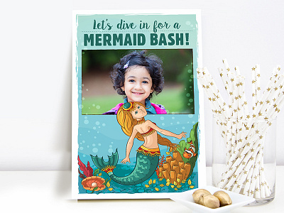 Mermaid Birthday Bash bash birthday celebration illustration invite mermaid party sea world theme