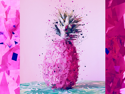 Low Poly abstract fruit geometric low particles pineapple pink poly polygon shapes shattered triangle