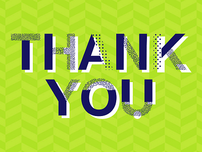 Thank You background fancy alphabet font green and blue mask pattern style