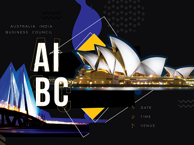 A snippet of an invite designing for AIBC abstract black business invitation formal graphic invite modern mumbai sydney trend
