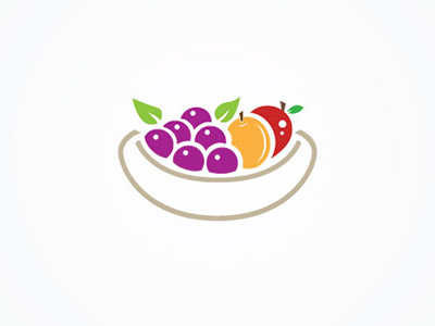 Cup O Fruit colors flat fruits golden ratio logo minimal