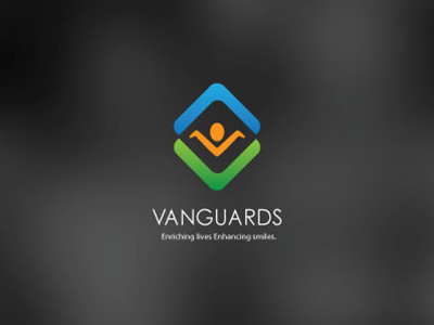 Vanguards Logo blue flat green happy logo ngo orange smile vibrant