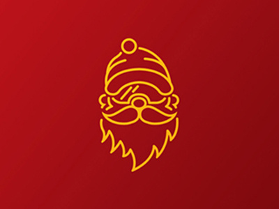 Christmas Guy Logo christmas cool flat gold linear line minimal red santa