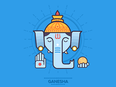 Ganesha - The Wise crown elephant ganesha illustration india ladoo minimal vector