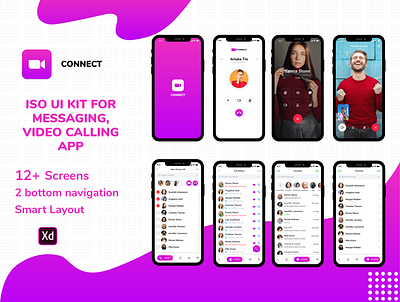 ISo UI Kit For Messaging, Video calling app illustration iso uiux app ui design uiux ux