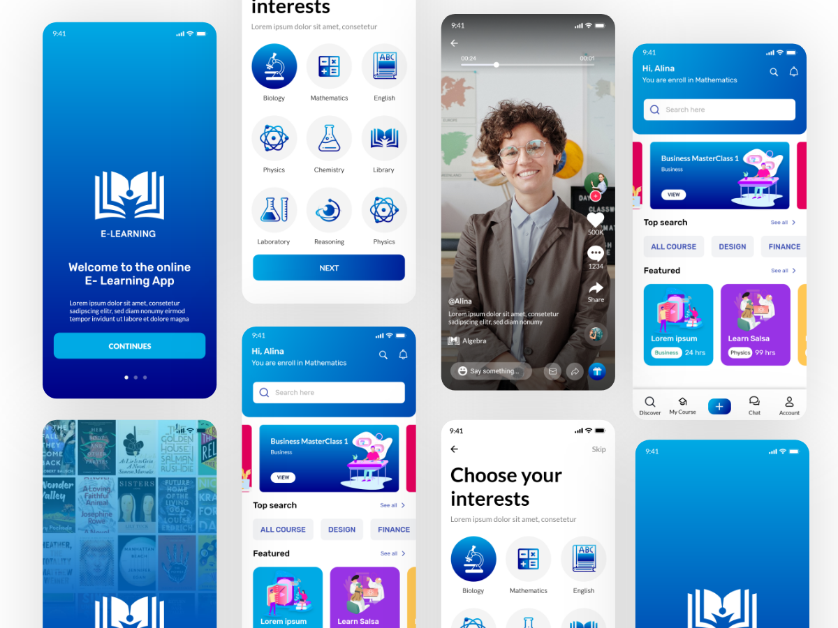 E-Learning iOS UI KIT, Education App, Online Learning App by Imran