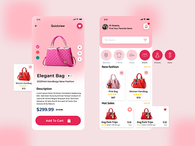 eCommerce App Concept For Ladies Bag - Online Shopping Store