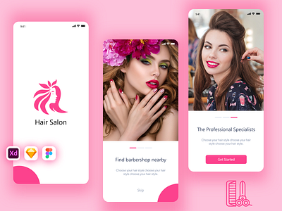 Salon Booking App onboarding screen