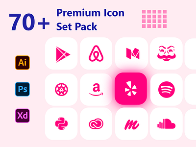 Premium Icon Set Pack v2- Brand Logo Icon Set 3d icon set best icon brand icon set social media icon