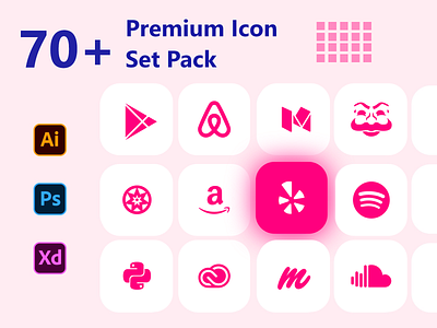 Premium Icon Set Pack v2- Brand Logo Icon Set