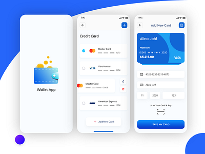 Banking App - Payments And Wallet App - add Card cardit card debit card paypal card visa card