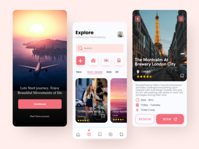 Travel App UI Design Concept - Hotel Booking app best icon iso uiux app travel agency travel app ui design