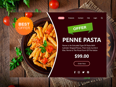 Food Delivery Landing Page - Penne pasta Web page burger pizza