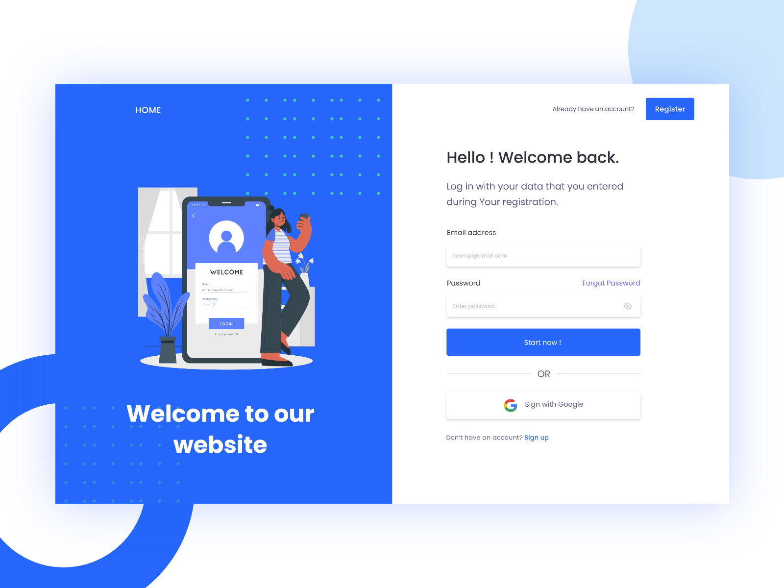 Website Login UIUX design concept - Landing page Login screen by Imran ...