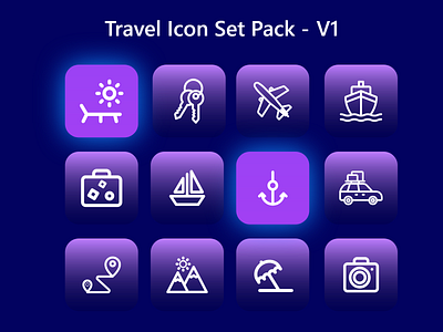 Travel, Tourism Premium Icon Set Pack V1