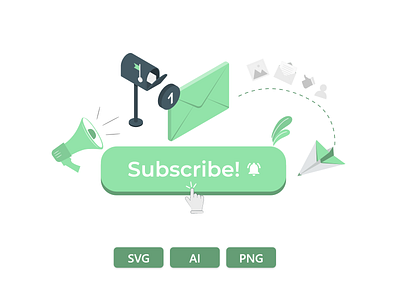 Notification ,Mail, Subscription Isometric Illustrations, Logo