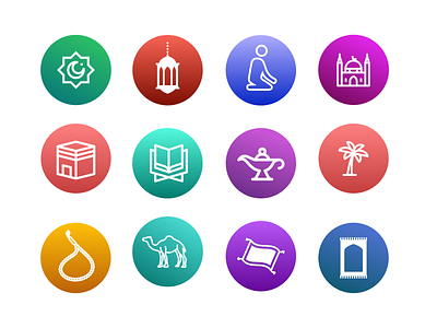 Ramadan Mubarak icon set - Ramadan illustrations pack icon