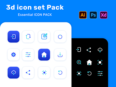 Essential ICON PACK- 3D icon set pack icon