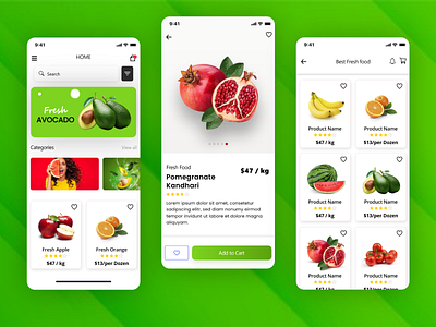 Fresh Food Store app uikit - Grocer app - ECommerce Mobile shop