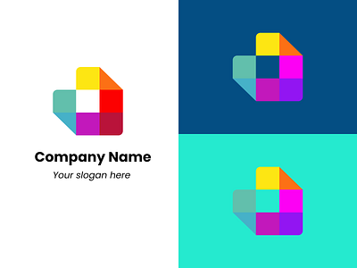 Abstract logo multicolored squares for company design icon