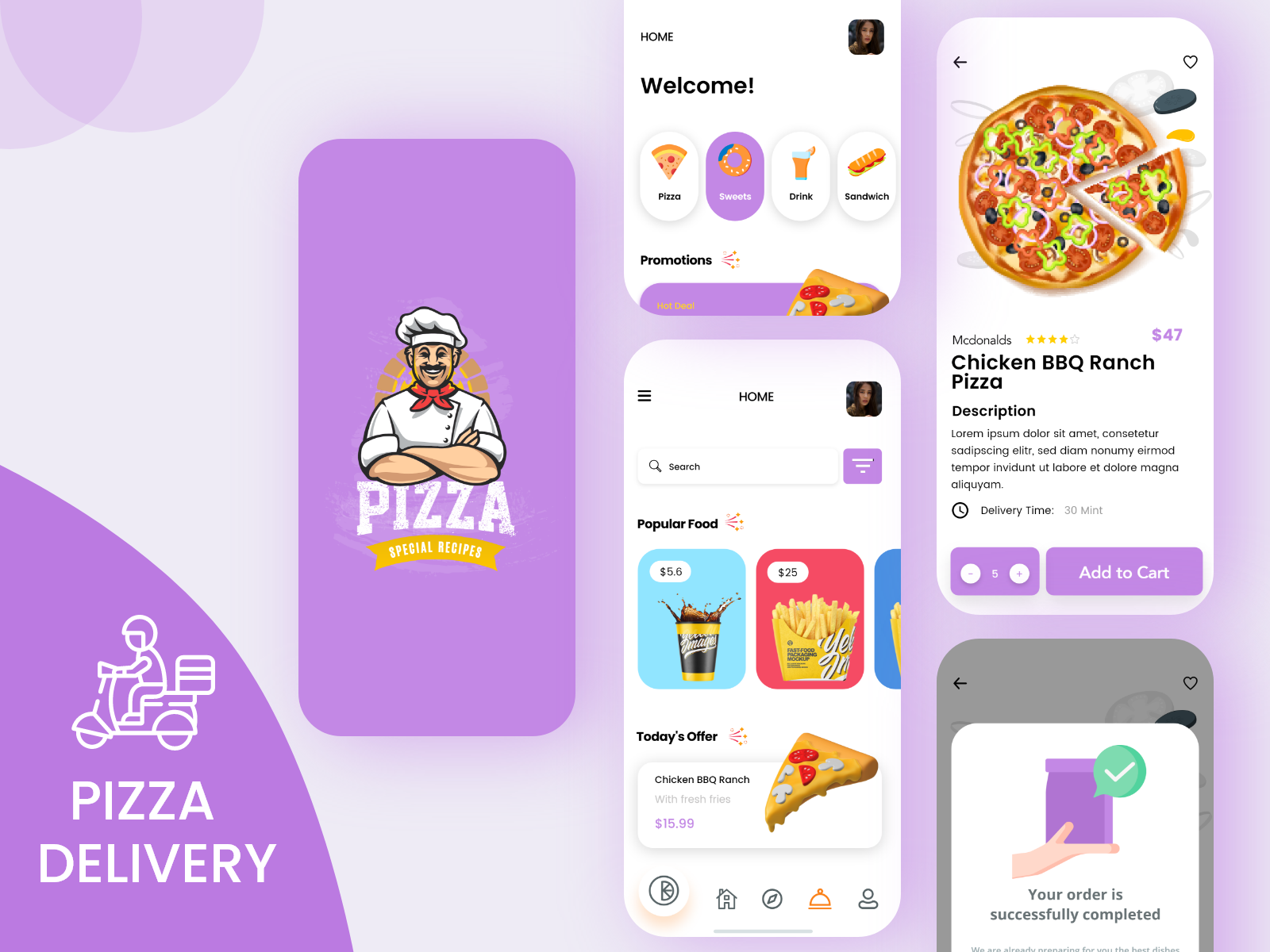 Pizza Delivery App Challenge Food Delivery app UI Kits by Imran
