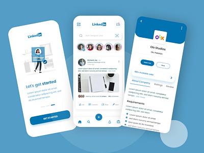 LinkedIn Redesign iOS UI kit - Job Finder App job finder app job portal app job web template linkedin redesign app social media app