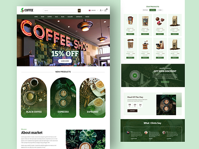 Coffee Shop Ecommerce Website coffee shop coffee website template ecommerce web page ios app design landing page uiux design