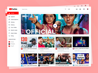 YouTube App Redesign Challenge - Video streaming Dashboard dashboard movies dashboard design video streaming app youtube app redesign challenge