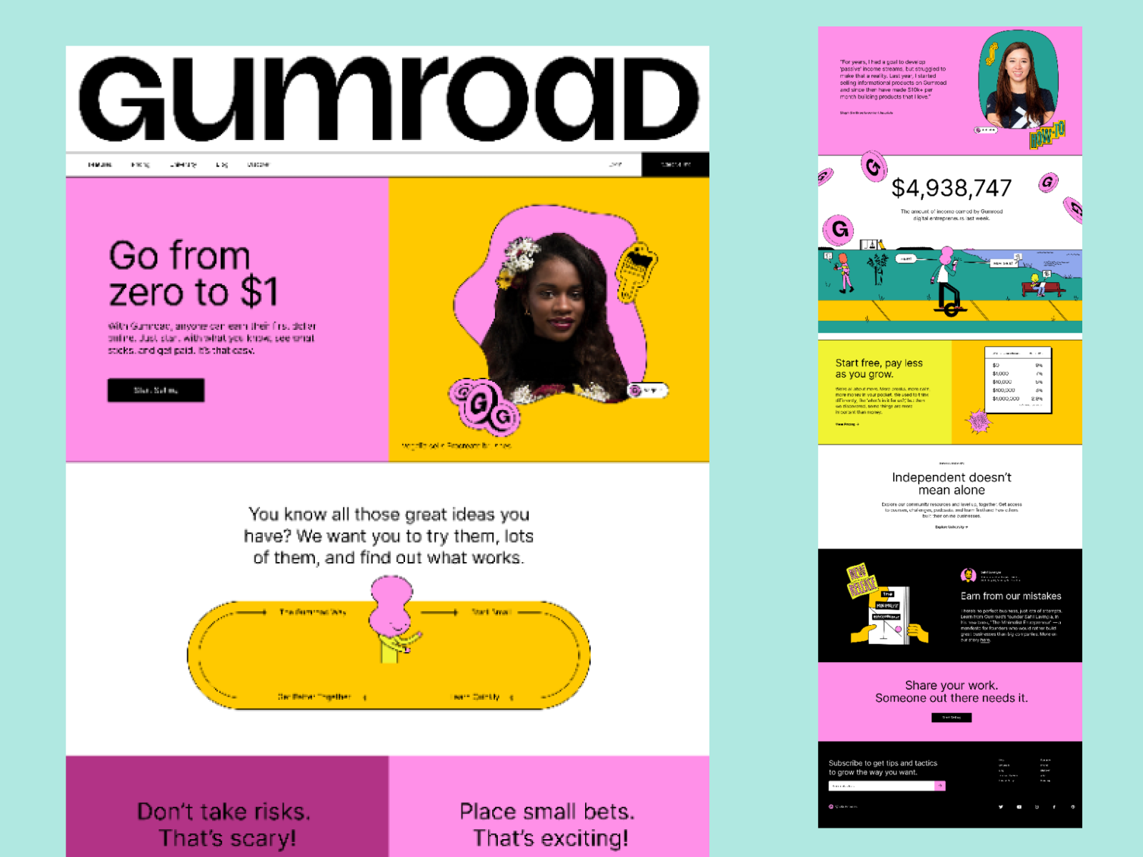 Dribbble gumroad website template design template landing page 502791