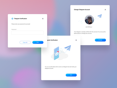 Telegram Verification app appdesign application branding design illustration logo modal telegram ui uiux ux vector verification webdesign website