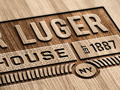 Peter Luger Re-Design lasercut logo design print steak