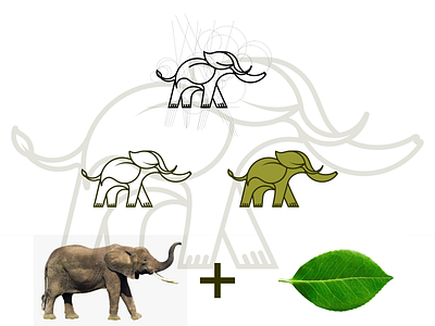 elephant green leaf sign logo nature simple symbol
