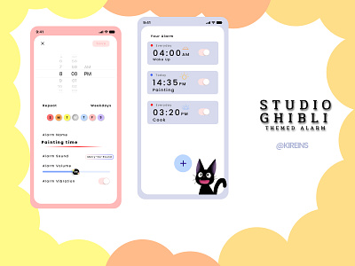 Alarm App (studio ghibli theme) alarm alarm app app design studio ghibli ui