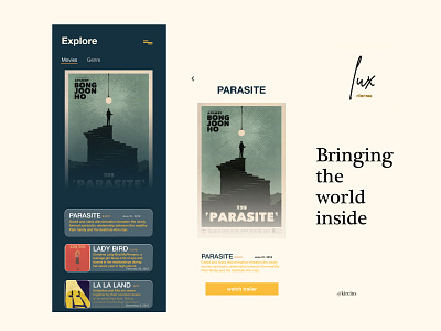 Lux Cinema App app design movie app movie catalogue ui uidesign ux