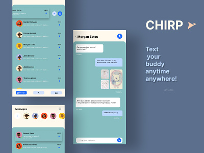 Chirp [Chat App] app branding chat chat app chat app ui chat ui chatting chatting app design illustration typography ui uidesign ux vector