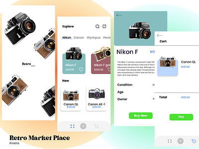 Retro Market place branding graphic design marketplace ui uiux