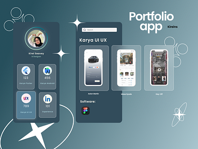 Portfolio app *ੈ✩‧₊˚ app design glassmorphism graphic design portfolio app ui uidesign uiux