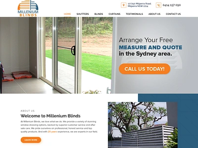Millenium Blind branding design ecommerce shopify ui ux web website