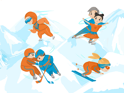 Winter sports cute illustration personage sport winter