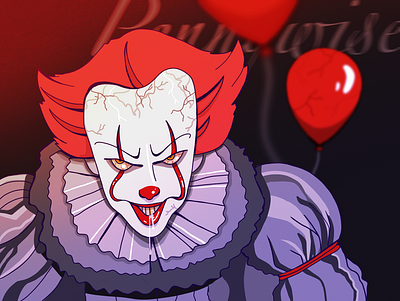 Pennywise dark design horror illustration movie personage procreate