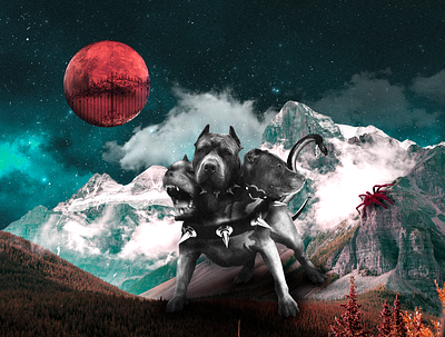 Cerberus collage dark design horror illustration myths personage photo photoshop