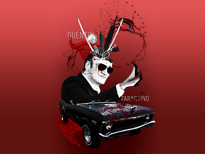 Quentin Tarantino collage dark horror illustration illustrator movie personage photoshop