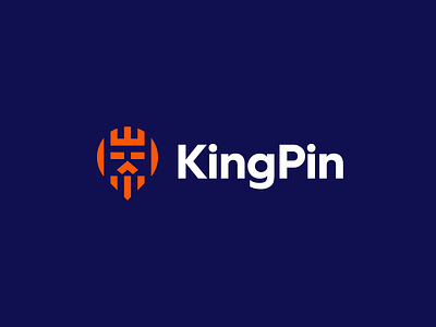 KingPin - Logo Design brand brand identity branding design icon identity king logo logo designer logodesign logos mark minimal pin startup logo vector