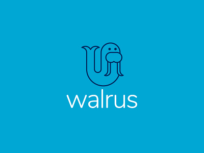 W - Walrus brand brand identity branding design logo logo challenge logo designer logos marine minial vector walrus